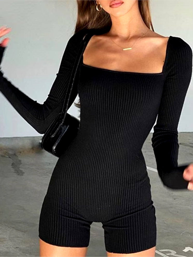 Sexy Romper Black Bodysuit Shorts Ribbed Woman Clothes Skinny Playsuit Fitness Sport Wear Female Jumpsuit Overalls for Women