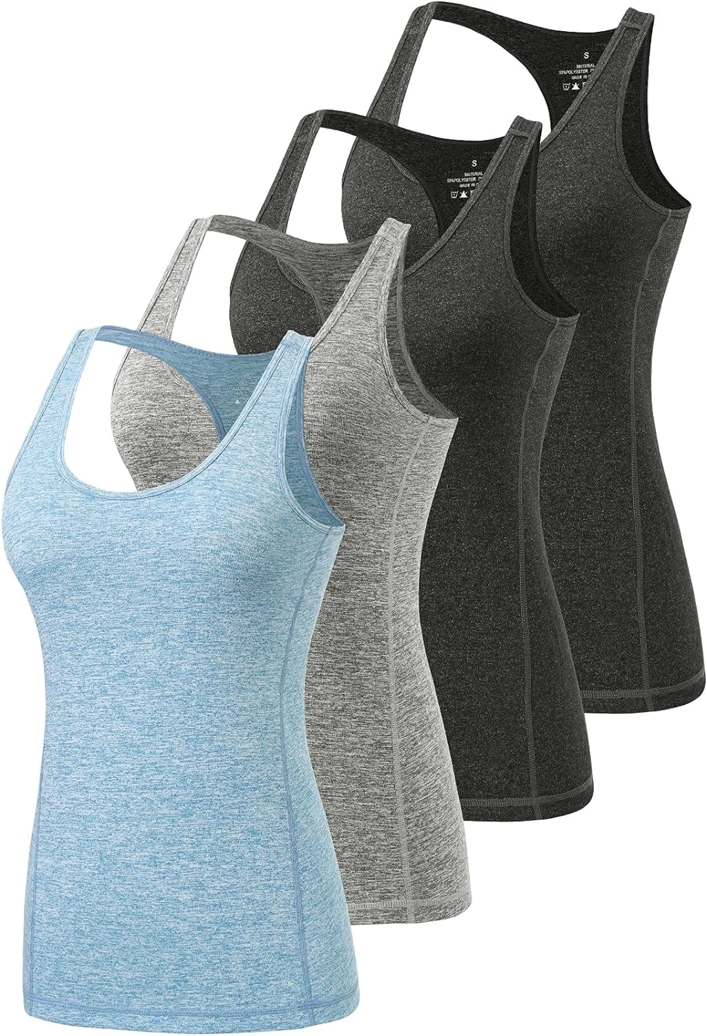 Pack de 4 Camisetas de Ejercicio para Mujeres: Tank Tops Racerback para Running y Gimnasio