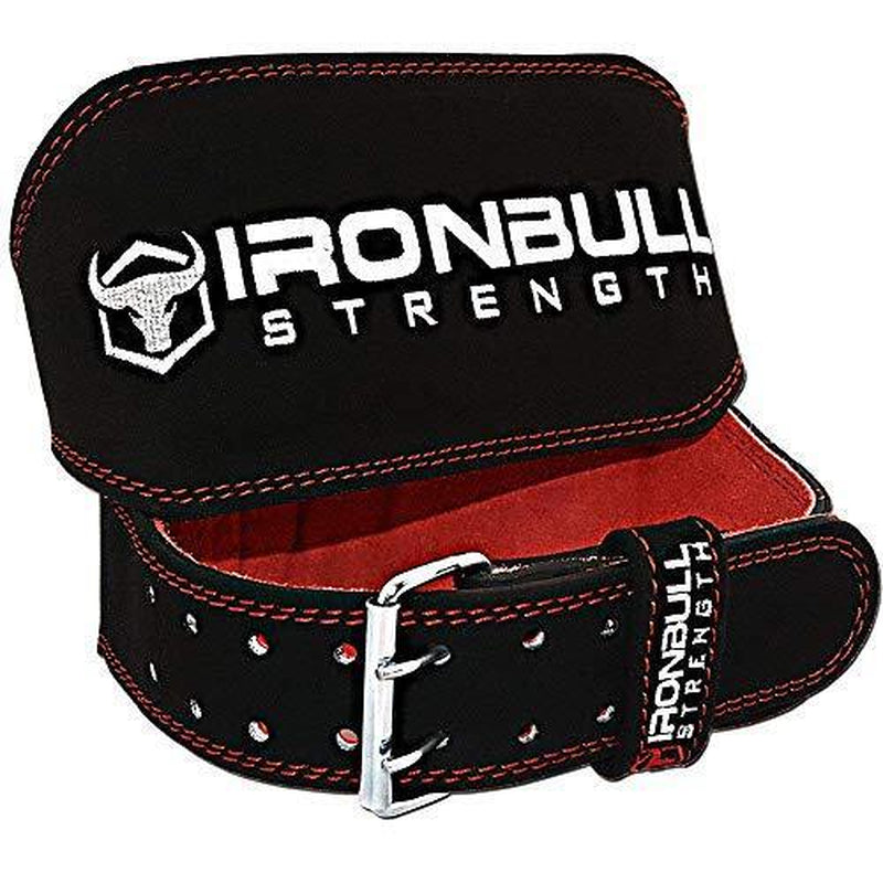 Weight Lifting Belt - 6-Inch Padded Leather Weight Belt - Heavy Small Black/Red