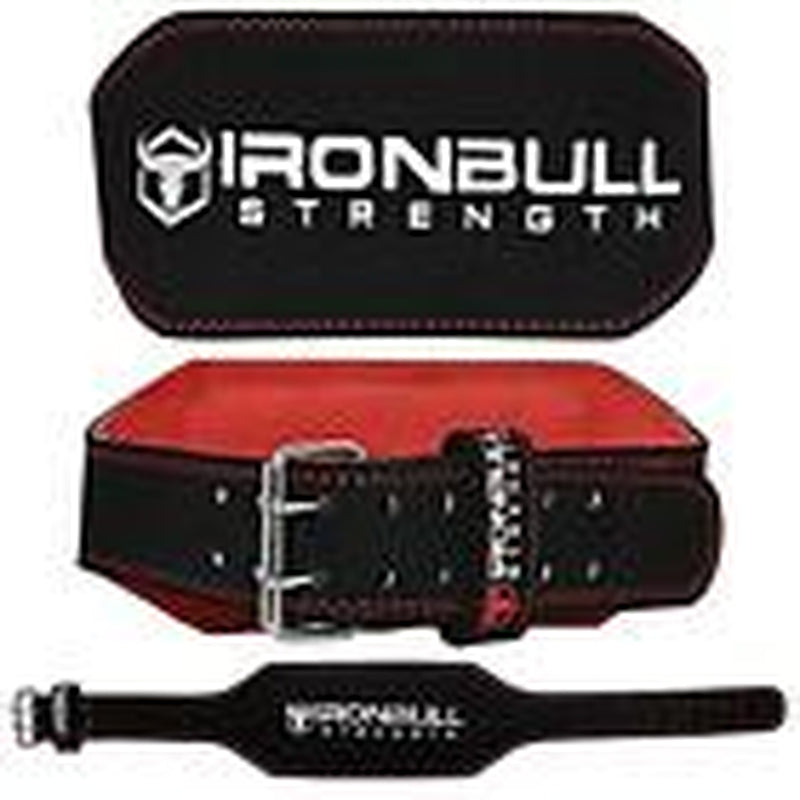 Weight Lifting Belt - 6-Inch Padded Leather Weight Belt - Heavy Small Black/Red