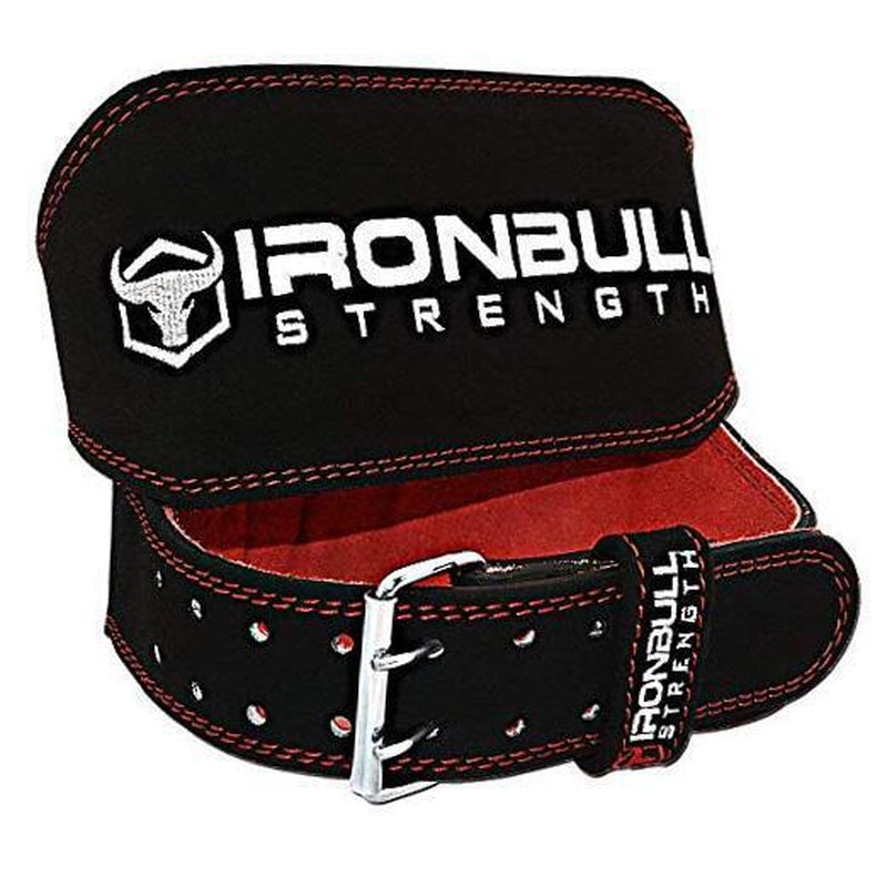 Weight Lifting Belt - 6-Inch Padded Leather Weight Belt - Heavy Small Black/Red